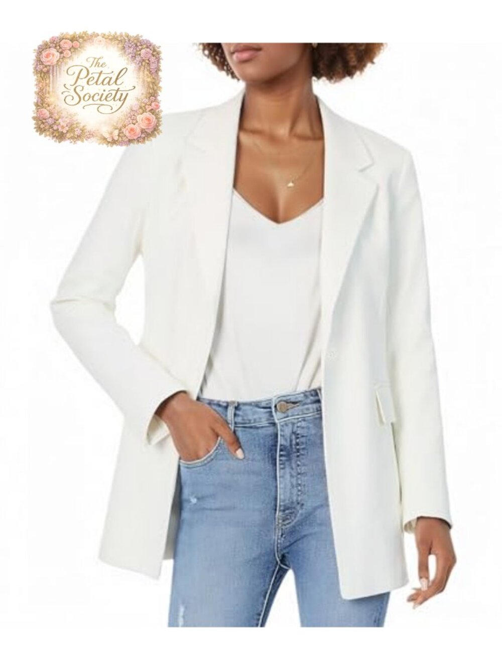 Women's Long Sleeve Blazer Lightweight Business Casual One Button